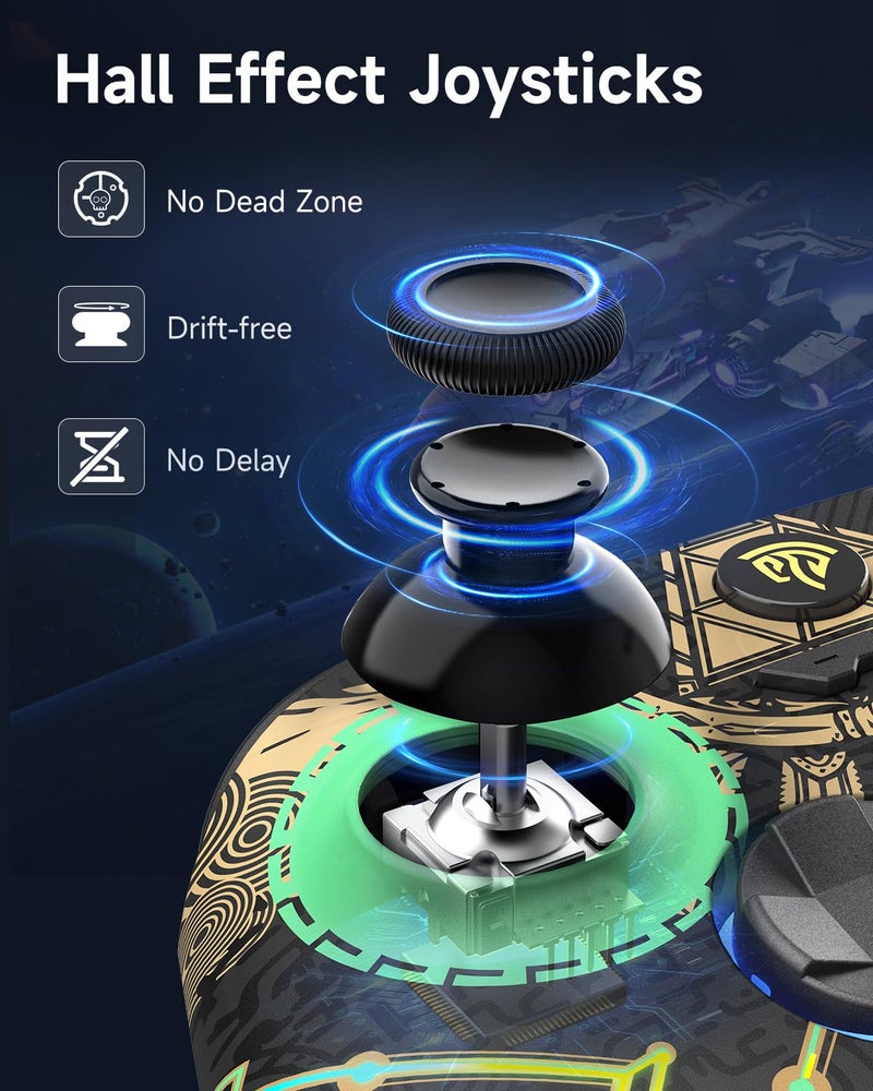 EasySMX X15 PC Controller - Enhanced Wireless Bluetooth Controller with Hall Joysticks/Hall Triggers/RGB Lighting - No Stick Drift, No Dead Zone - Work for Windows PC, Android, Steam and Switch - Image 2